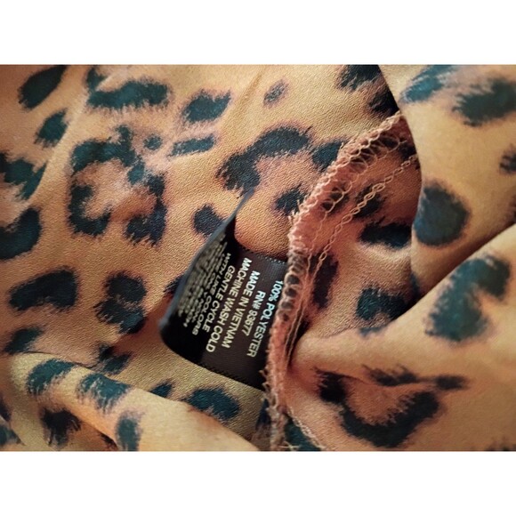 leopard print sheer tank top v neck white straps black brown size 2xl - Picture 6 of 8